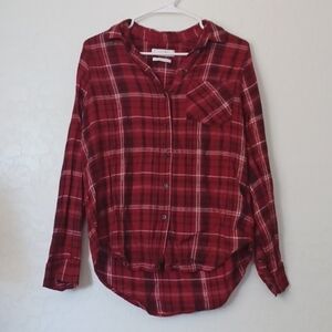 Lucky Brand Red Button Down Flannel Womans Size Small